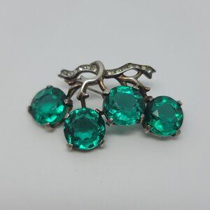 Vintage (1930s-40s) Sterling, Glass & Rhinestone Brooch by Trifari